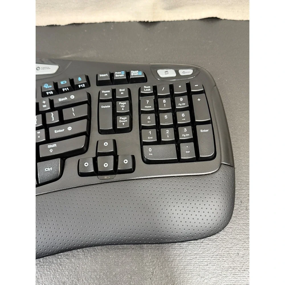 Logitech K350 Wireless Wave Keyboard Dongle Full Size Black Ergonomic Media Keys
